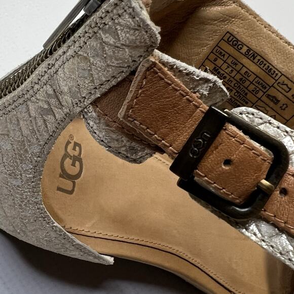 UGG Cream and Tan Wedge Sandals - Picture 2 of 14